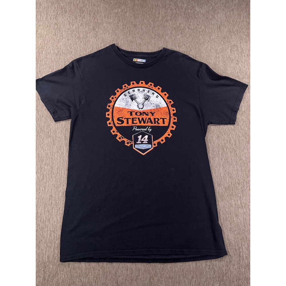 NASCAR Tony Stewart 14 Gearhead Black Graphic T-Shirt Mens Medium Stewart-Haas